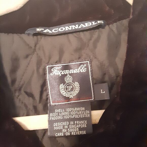 Faconnable Full Zip Velour Rayon Jacket Mens L Purple Almost Black Field Coat - Picture 3 of 8